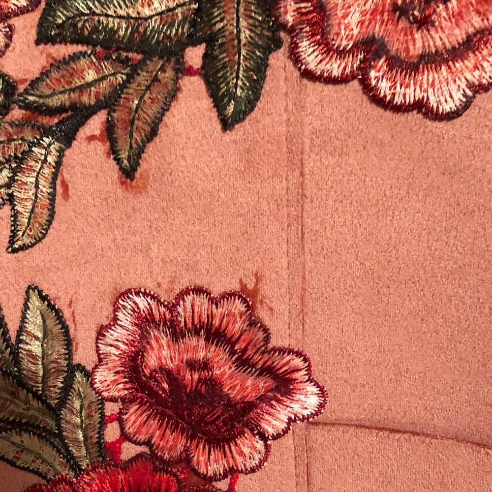 Tahari Dusty Rose Appliqué Open-Front Coat Size M - Picture 12 of 14